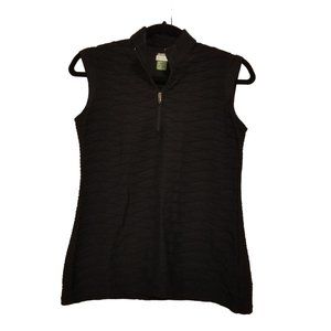 Lopez Desert Dry Black Golf Sleeveless Polo Textured Detail